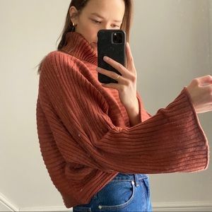 Farrow Brown Ribbed Turtleneck Sweater